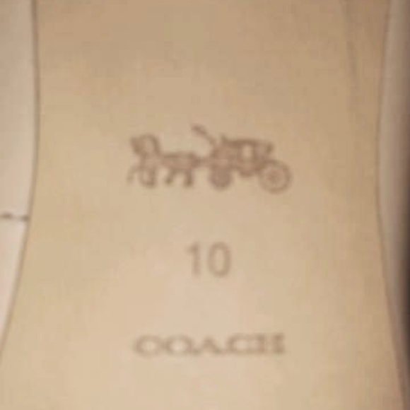 Coach Patrice Patent Leather Nude Pump Stiletto Heel Pointed Toe Signature Shoes - Picture 7 of 8